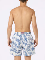 Man mid-length Gustavia swim-shorts with toile de jouy print