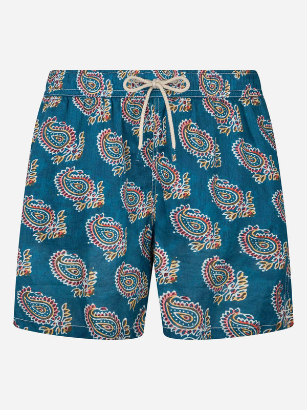 Man mid-length linen swim-shorts Gustavia with