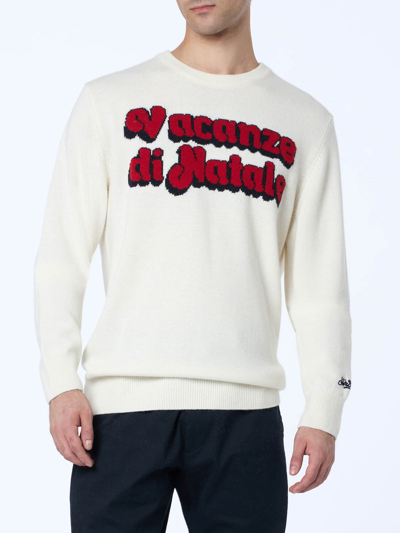 Man white sweater Heron with jacquard print logo Vacanze di Natale | VACANZE DI NATALE SPECIAL EDITION