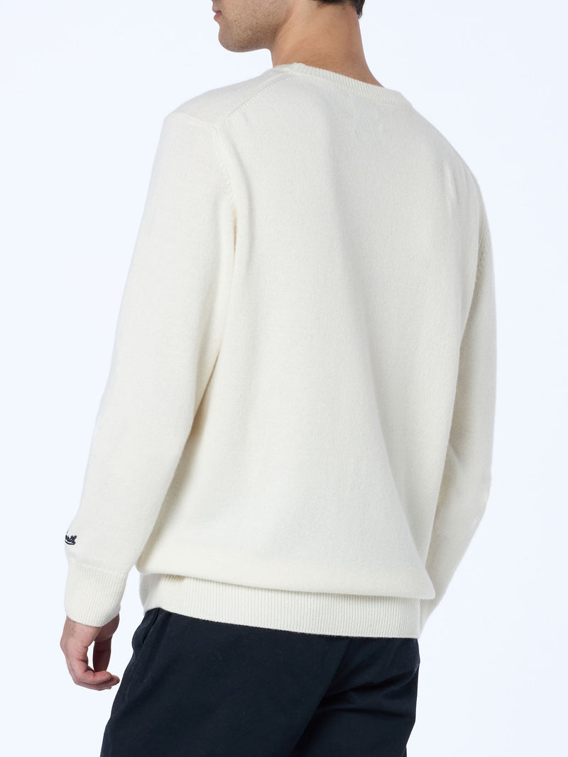 Man white sweater Heron with jacquard print logo Vacanze di Natale | VACANZE DI NATALE SPECIAL EDITION