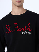 Man black sweater Heron with St. Barth Apres ski embroidery