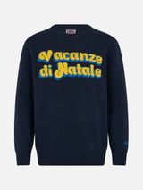 Man blue sweater Heron with jacquard print logo Vacanze di Natale | VACANZE DI NATALE SPECIAL EDITION