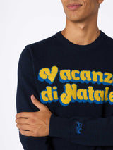 Man blue sweater Heron with jacquard print logo Vacanze di Natale | VACANZE DI NATALE SPECIAL EDITION