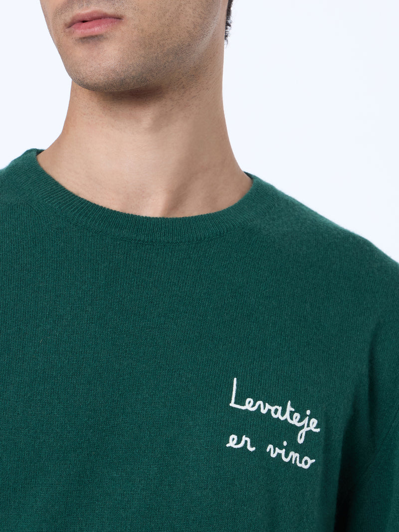 Man green sweater Heron Light with Levateje er vino embroidery| VACANZE DI NATALE SPECIAL EDITION