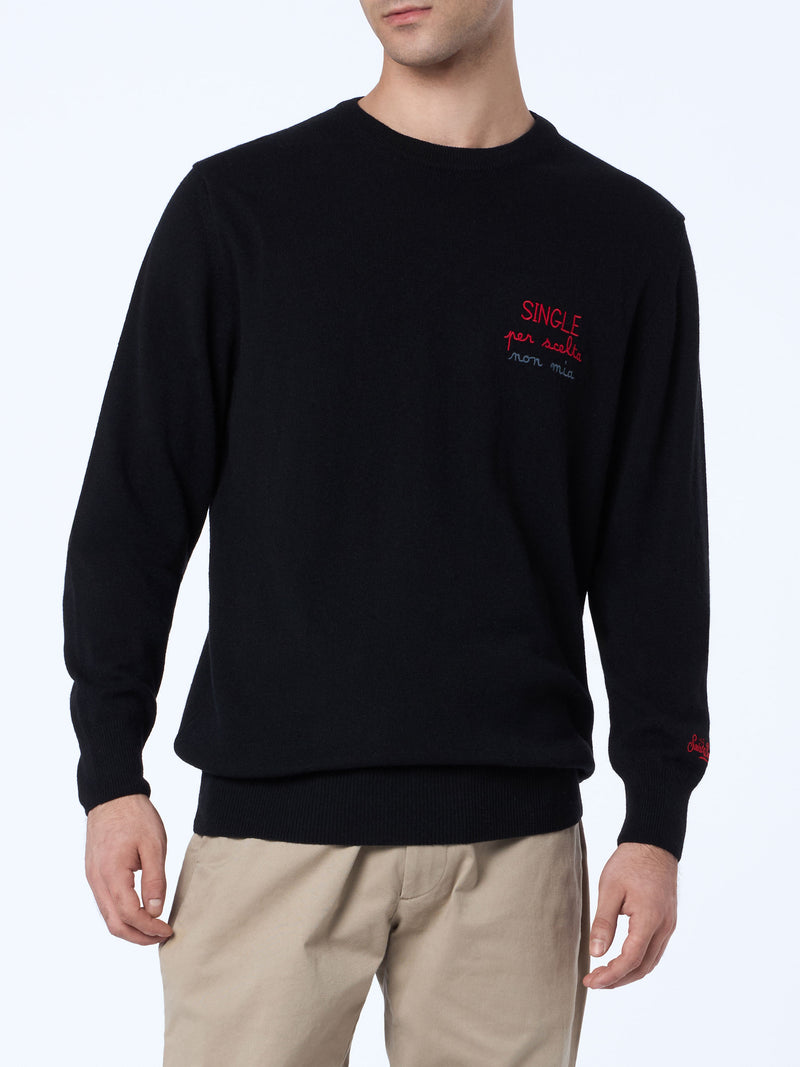 Man black sweater Heron with Single per scelta embroidery