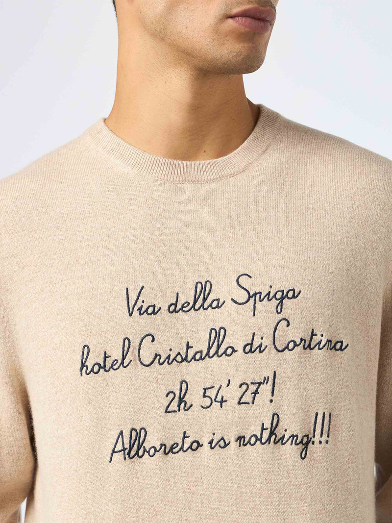 Weißer Herrenpullover Heron Light mit Via della Spiga...-Stickerei| VACANZE DI NATALE SONDERAUSGABE