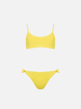 Girl pale yellow crinkle bralette bikini Jaiden