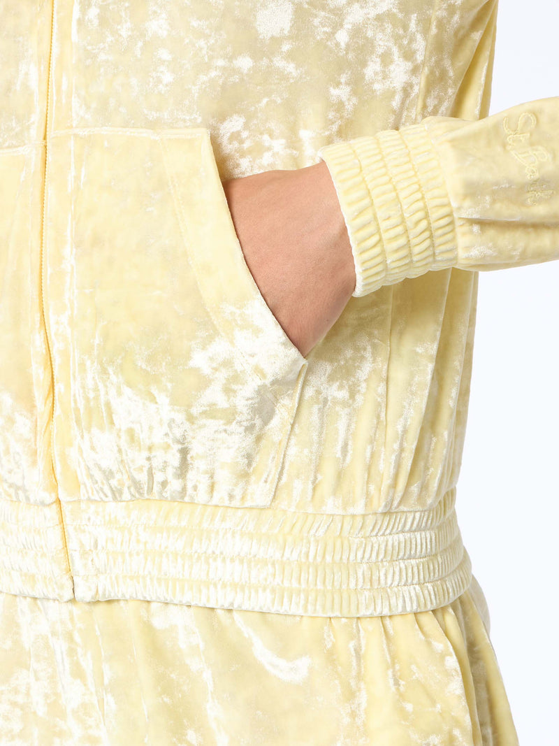 Woman pale yellow chenille zipped hoodie Jasmine