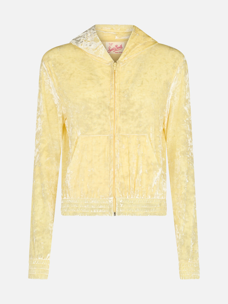 Woman pale yellow chenille zipped hoodie Jasmine