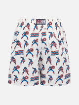 Boy lightweight fabric swim-shorts Jean Lighting with Captain America print | MARVEL SPECIAL EDITION