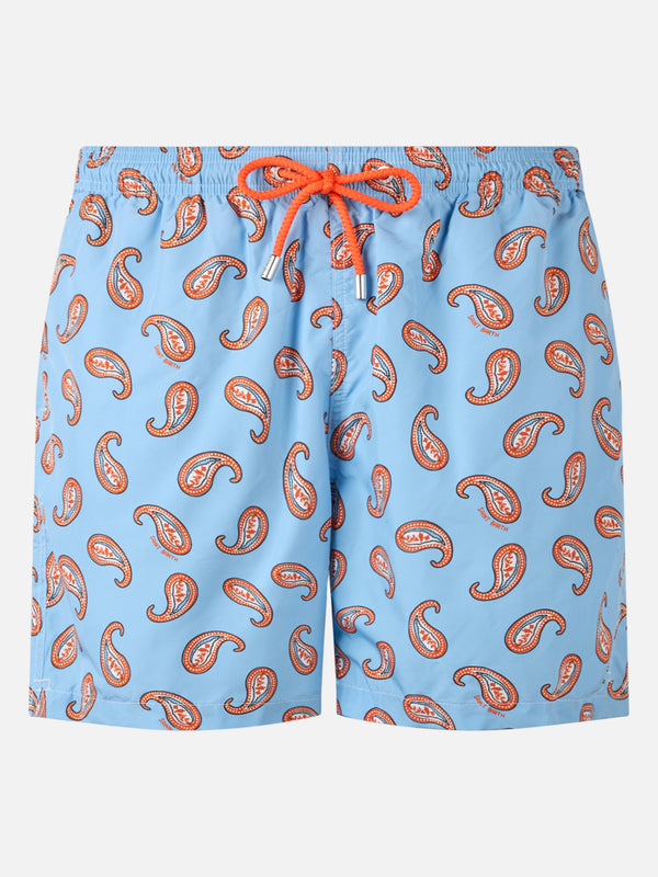 Man lightweight fabric swim-shorts Lighting with paisley print