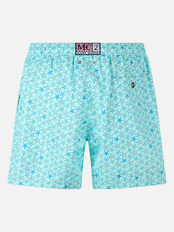 Man lightweight fabric swim-shorts Lighting Micro Fantasy with starfishes print