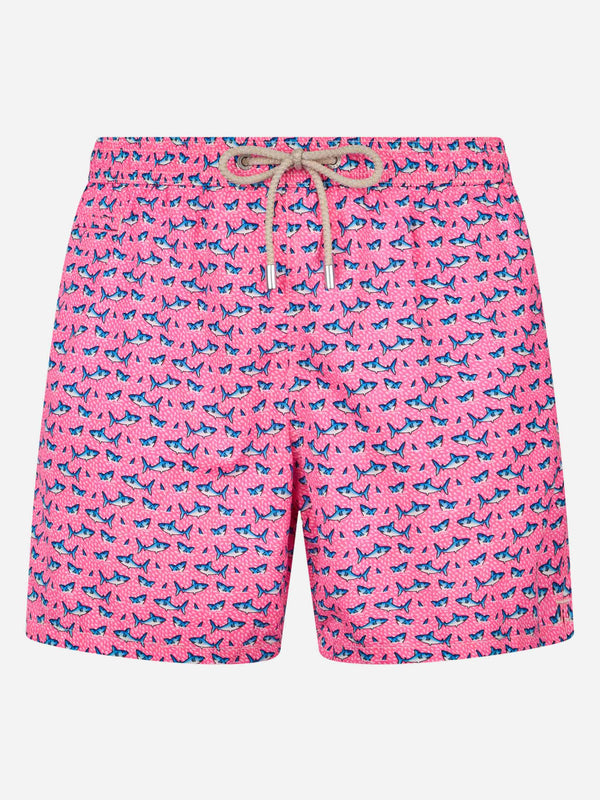 Man lightweight fabric swim-shorts Lighting Micro Fantasy with sharks print