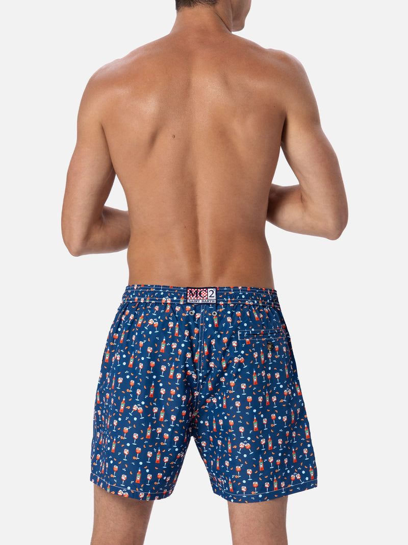 Man lightweight fabric swim-shorts Lighting Micro Fantasy with Aperol Spritz print | APEROL SPECIAL EDITION