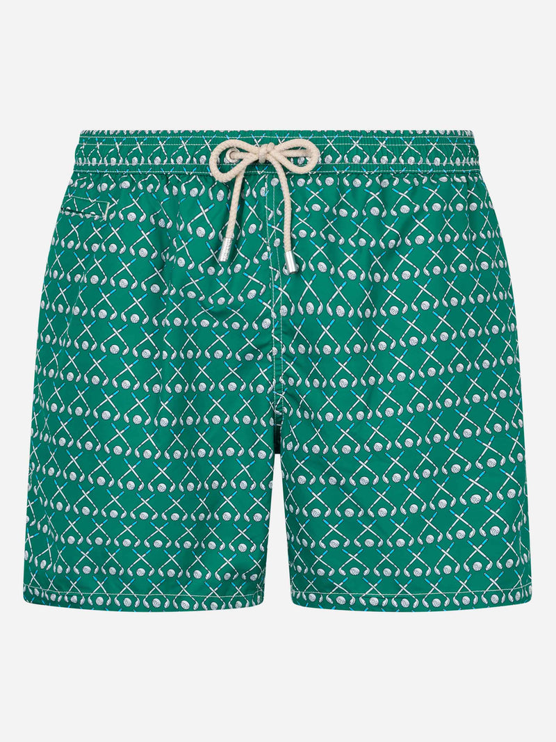 Man lightweight fabric swim-shorts Lighting Micro Fantasy with golf print