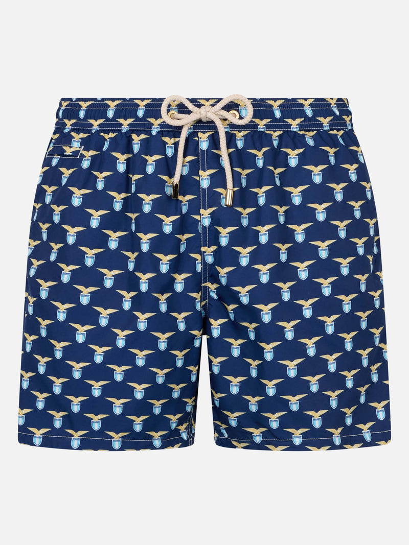 Man lightweight fabric swim shorts with Lazio logo print | SS LAZIO SPECIAL EDITION