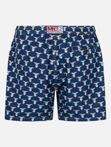 Man lightweight fabric swim shorts with Lazio logo print | SS LAZIO SPECIAL EDITION