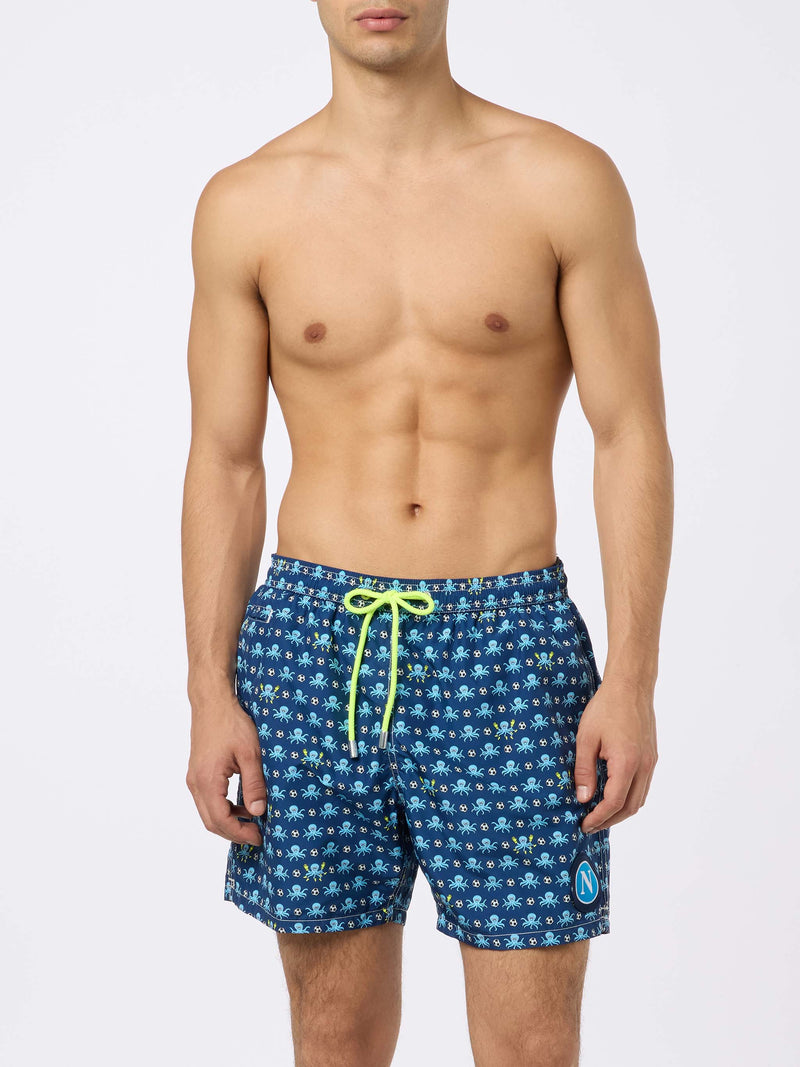 Man lightweigth fabric swim shorts with Squid and Napoli logo print | SSC NAPOLI SPECIAL EDITION