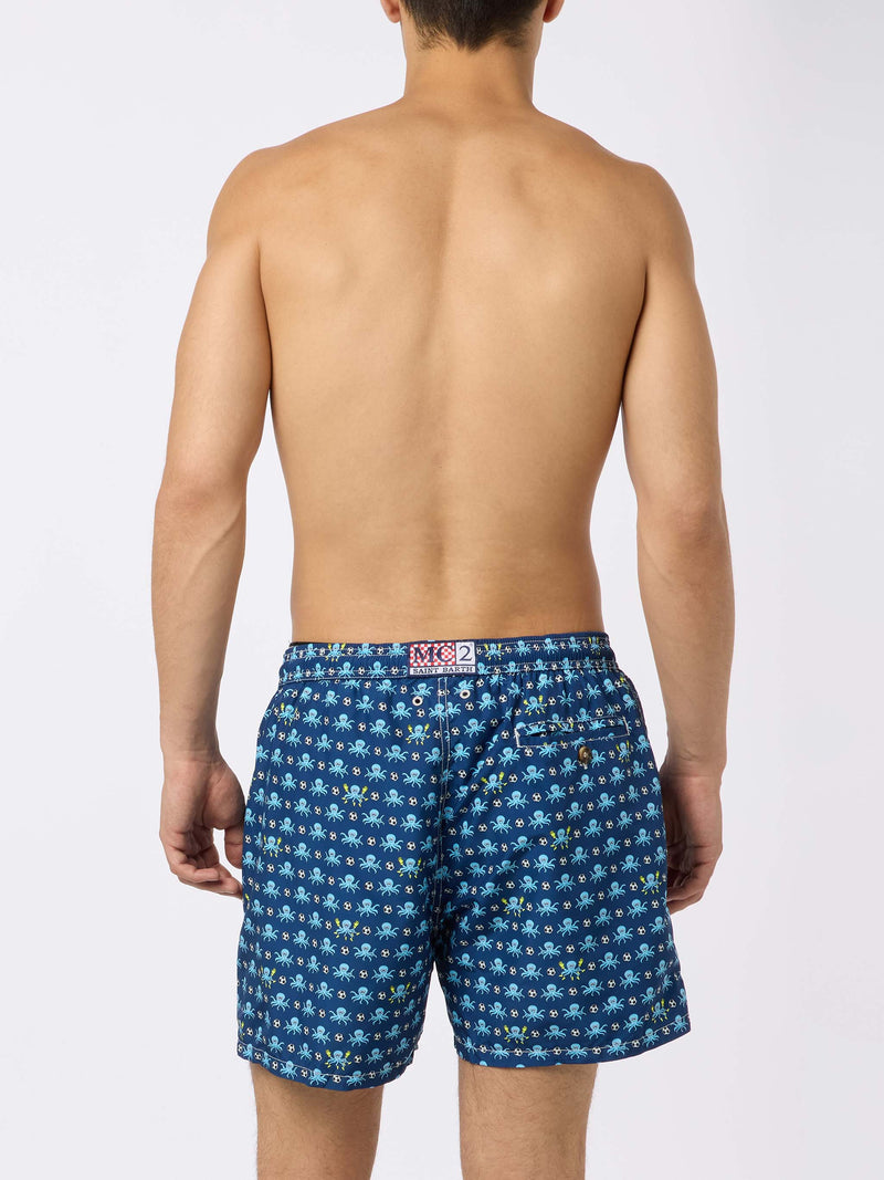 Man lightweigth fabric swim shorts with Squid and Napoli logo print | SSC NAPOLI SPECIAL EDITION