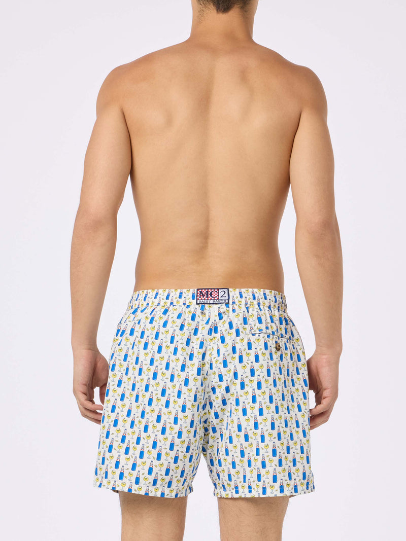 Man lightweight fabric swim shorts with Blanc 1664 print | BLANC 1664 SPECIAL EDITION