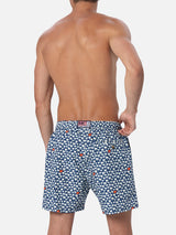 Man lightweight fabric swim-shorts Lighting 70 with palm print