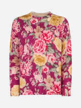 Woman blend cashmere sweater Louise with flower print