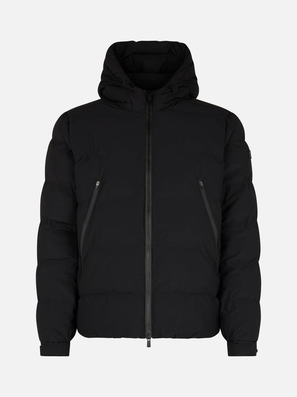 Man black hooded puffer jacket Maier