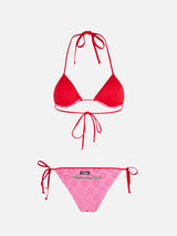 Woman terry embossed triangle bikini Maleah with patches | BEEPY BELLA SPECIAL EDITION