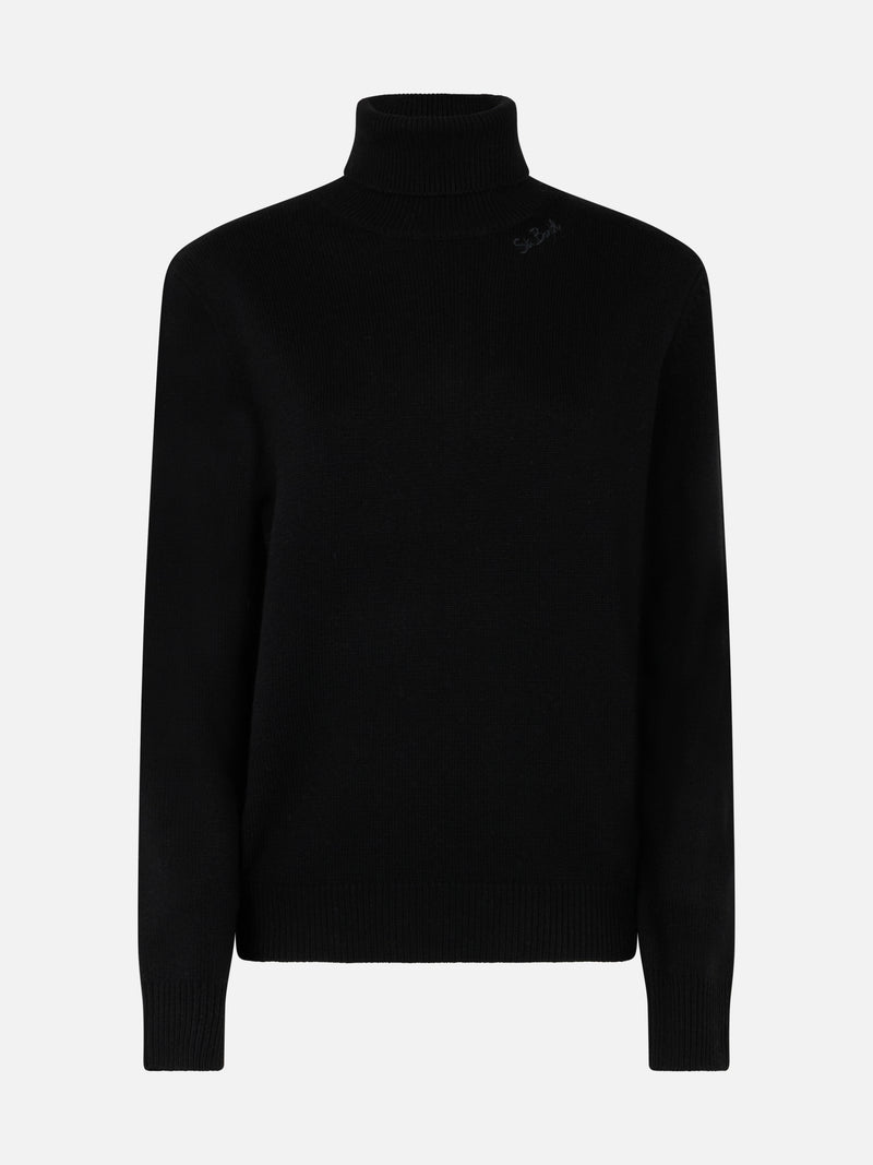 Woman black Moody fine-ribbed sweater