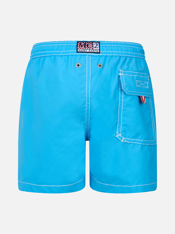 Boy aqua blue mid-length swim shorts Patmos Jr