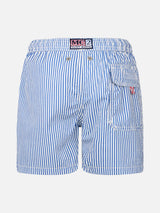 Boy seersucker striped mid-length swim shorts Patmos Jr