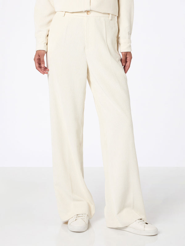 Pantalone da donna Rebella velluto a coste beige