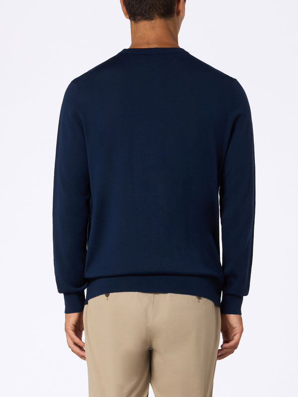 Man Regent blue navy merino wool sweater