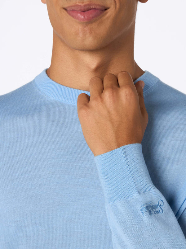 Man Regent light blue merino wool sweater