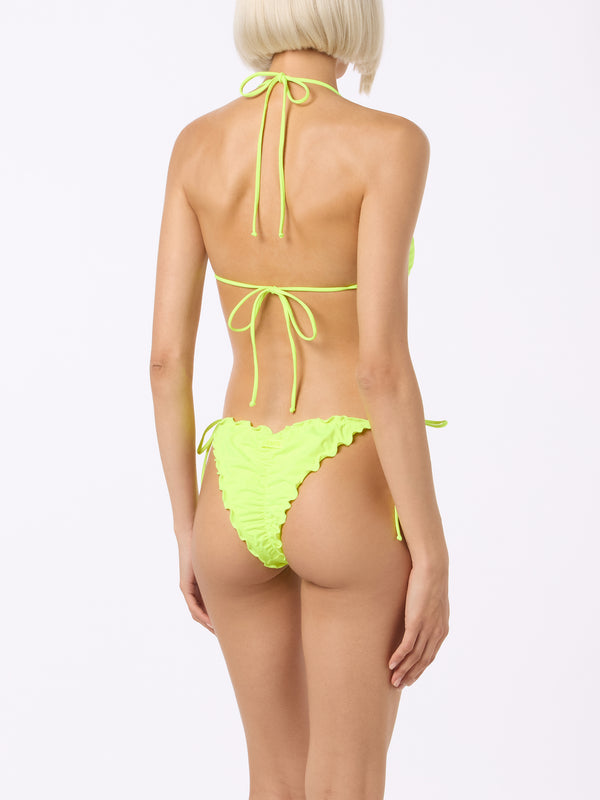 Woman fluo yellow classic triangle bikini Sagittarius Miami