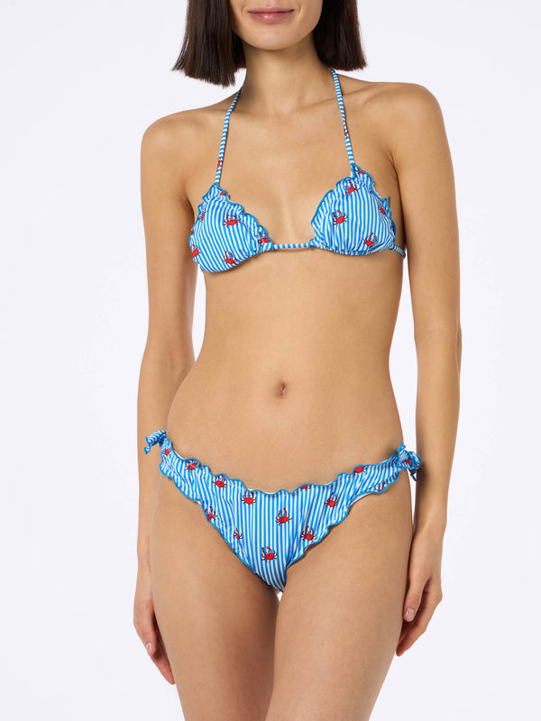 Woman triangle classic bikini Sarius with crab print