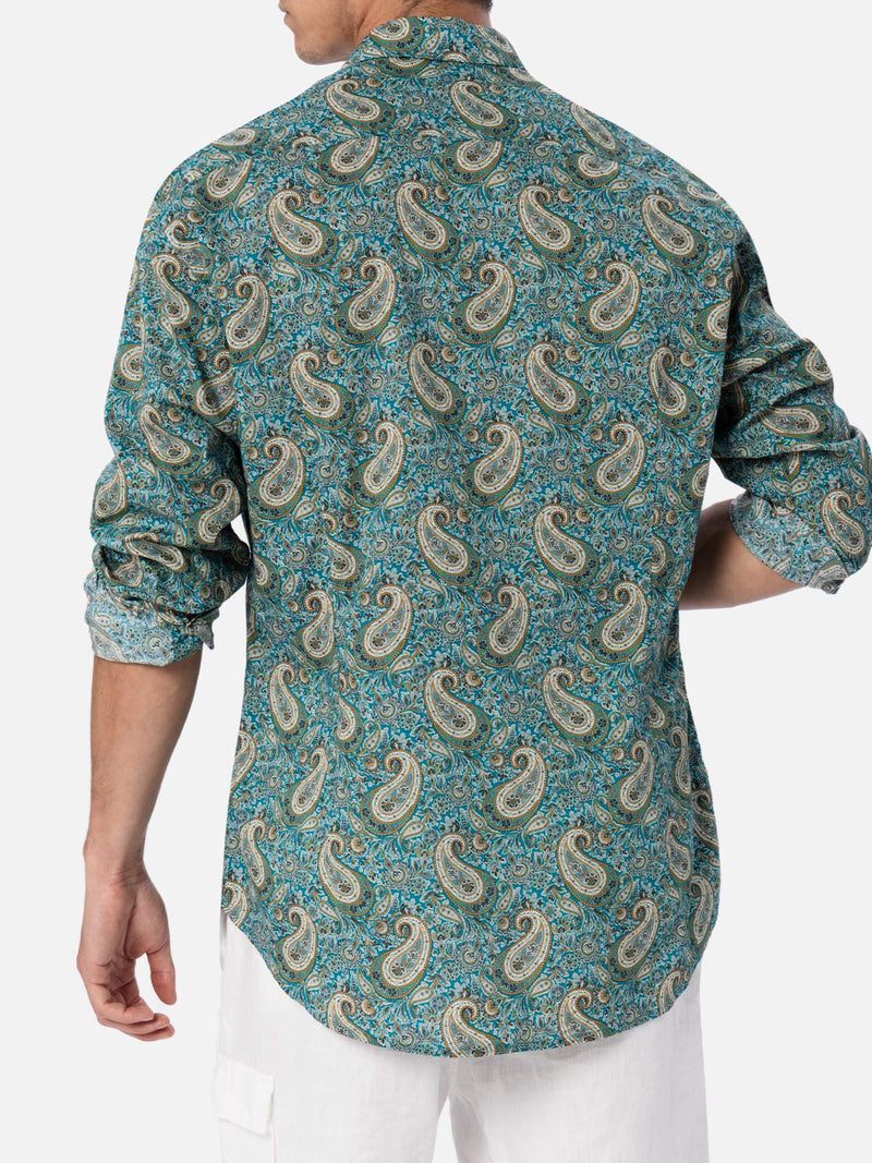 Man muslin cotton shirt Sikelia with paisley print