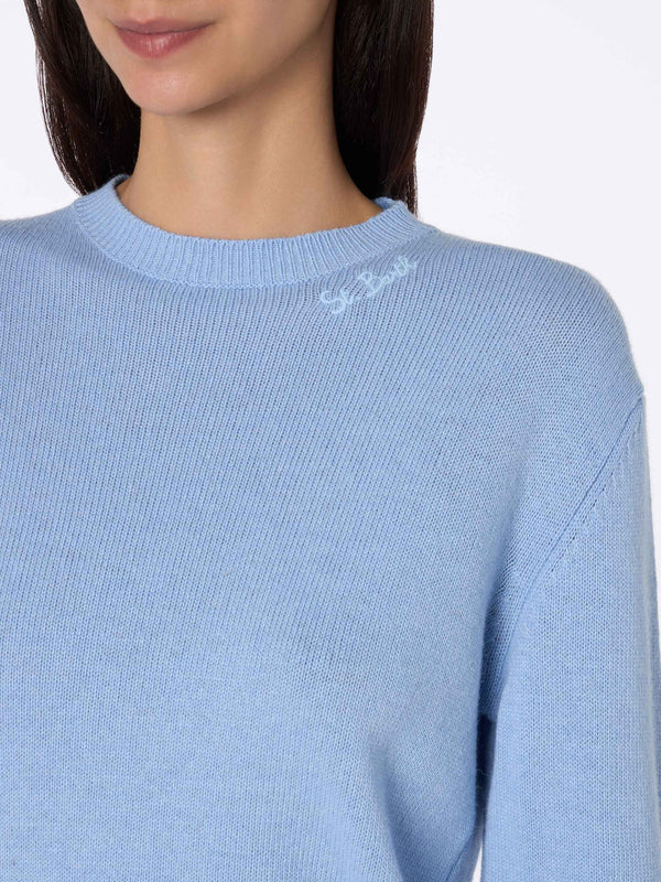 Woman blended cashmere light blue sweater Sorbonne