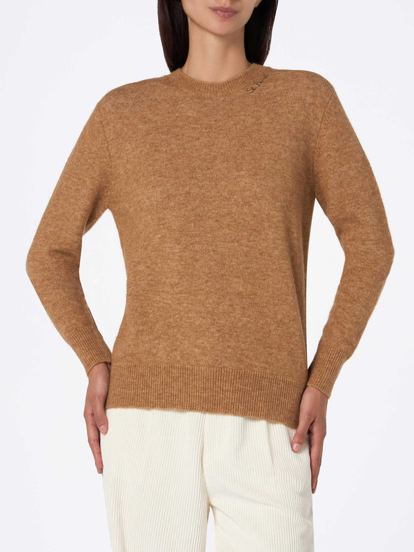 Woman stretch yarn camel sweater Sorbonne