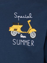 T-shirt da bambino in cotone con stampa Vespa e ricamo Special Summer | EDIZIONE SPECIALE VESPA