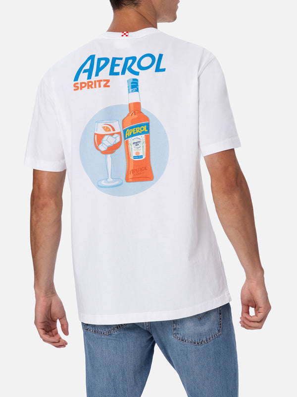 T-shirt da uomo in cotone con stampa Aperol Spritz fronte e retro | EDIZIONE SPECIALE APEROL