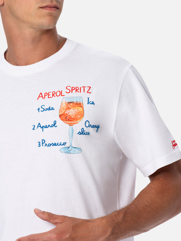 Man cotton t-shirt with Aperol spritz print and embroidery | APEROL SPECIAL EDITION