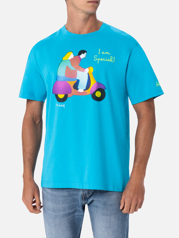 T-shirt da uomo in cotone con stampa piazzata e ricamo Lodola | MARCO LODOLA EDIZIONE SPECIALE