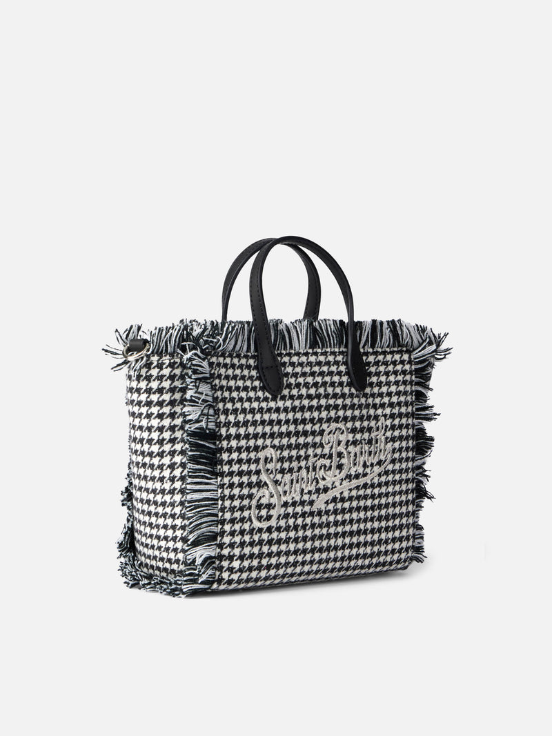 Mini Vanity wooly handbag with shiny pied de poule pattern