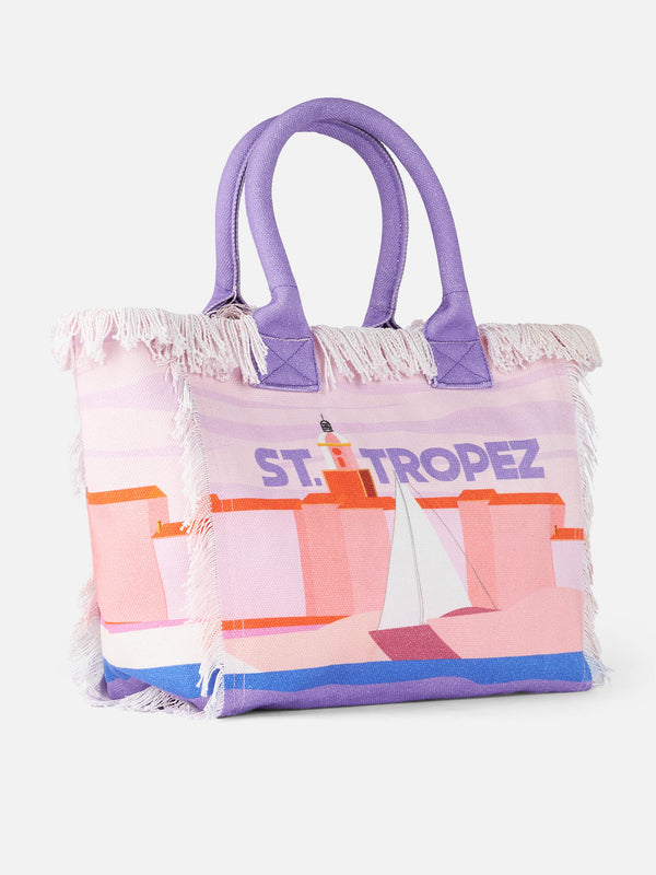 St. Tropez postcard cotton canvas Vanity tote bag
