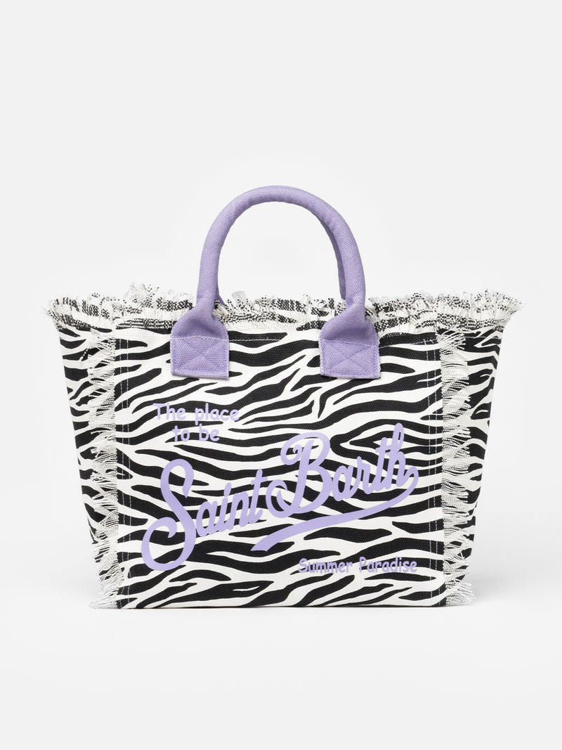 Vanity-Einkaufstasche aus Baumwollcanvas mit Zebramuster