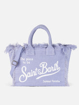 Lilac Vanity Linen tote bag with Saint Barth logo