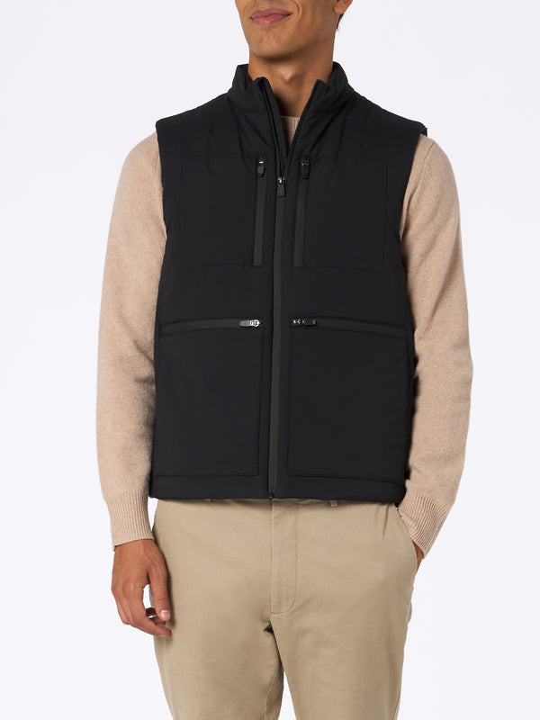 Man black stretch fabric padded vest Vonn