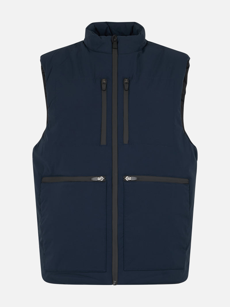 Man navy blue stretch fabric padded vest Vonn