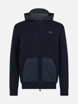 Full zip sweater Wiberg with technic fabric hoodie and pockets